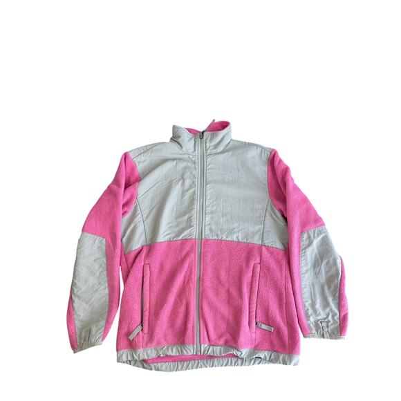 The North Face Girls L 14/16 Pink Gray Denali Fleece Jacket Full Zip Warm - Picture 1 of 8